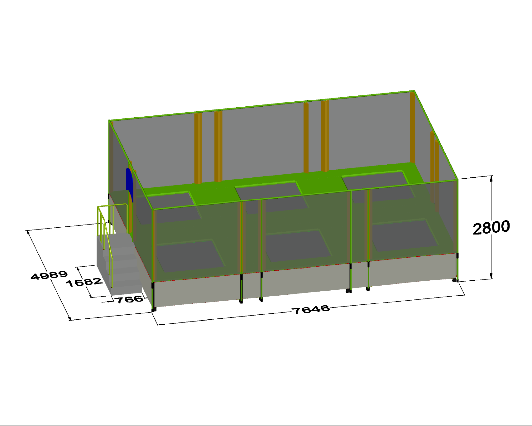 View 2 of SIX PACK OPEN ROOF TRAMPOLINE (INDOOR)